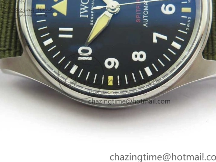 MIROTIME 0207 Fashionable Pilot IW326801 SS MK 1:1 Best Edition Black Dial on Green Nylon Strap MIYOTA 7122